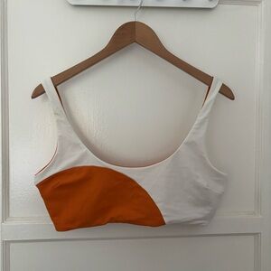 MARA HOFFMAN orange / white scoop neck bikini top